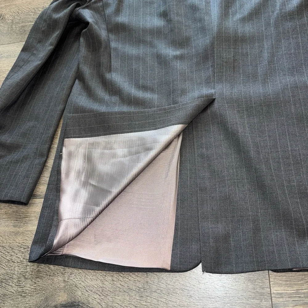Vtg RALPH LAUREN Men's Blazer Sport Coat Striped Gray Cashmere Wool‎ Jacket 44L